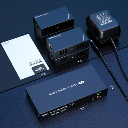 L'extension de distribution POC du répartiteur HDMI 60 m 1x4 prend en charge 1080P @ 60 Hz, prise : prise AU SP9504574-08